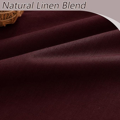 Burgundy 100% Blackout Linen Curtains 72 Inch Length 2 Panels Set for Living Room Bedroom Back Tab Thermal Insulated Black Out Drapes Room Darkening Farmhouse Style for Bedroom Window Curtains 52x72