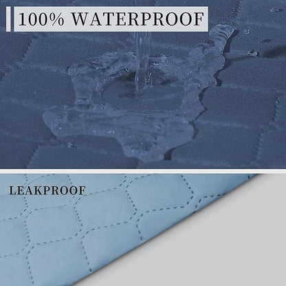 ISSUNTEX Double Protection 100% Waterproof Sofa Covers for Living Room, Couch Covers for 3 Cushion Couch Sofa, Reversible Furniture Protector Sofa Cover for Dogs, Pets (Sofa, Dark Blue/Light Blue)