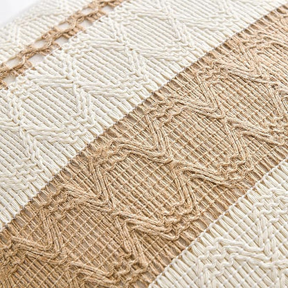 Fancy Homi Set of 1 Boho Neutral Lumbar Decorative Throw Pillow Cover 12x20 Inch for Couch Bed Sofa Chair, Modern Organic Farmhouse Home Decor, Soft Cotton Cute Accent Tan Rectangle Cushion Case