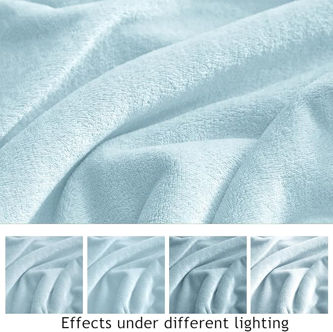 KMUSET Fleece Blanket Mist Blue Lightweight Super Soft Cozy Fuzzy Bed Blankets Microfiber Factory Shop
