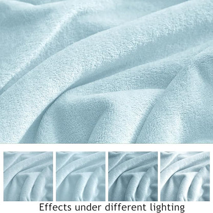 KMUSET Fleece Blanket Twin Size Mist Blue Lightweight Super Soft Cozy Fuzzy Bed Blankets Microfiber Factory Shop