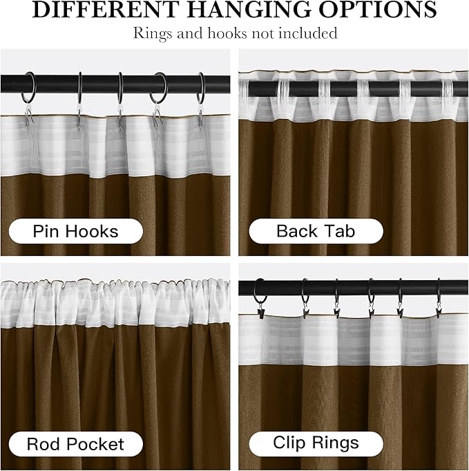 RYB HOME Luxurious Bronze Velvet Curtain Panels for Living Room Bedroom, Heavy Duty Thermal Insulated Floor-Length Velvet Drapes with Hook Belt for Vintage Decor, 52" W x L90 L, 2 Panels Set