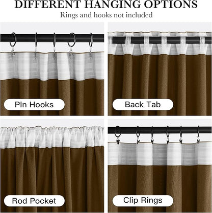 RYB HOME Luxurious Bronze Velvet Curtain Panels for Living Room Bedroom, Heavy Duty Thermal Insulated Floor-Length Velvet Drapes with Hook Belt for Vintage Decor, 52" W x L84 L, 2 Panels Set