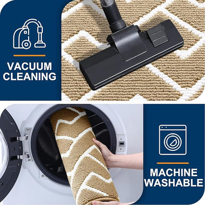 OLANLY Front Door Mat, Non-Slip Rubber Backing, Dirt Resistant and Absorbent, Washable, Easy to Clean Low-Profile Indoor Doormat for Back Door, Entryway, Inside Entrance, 48x32, Beige