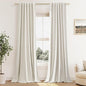 Guken 100% Blackout Cream Linen Curtains 110 Inch Wide by 52 Inch 2 Panels Set for Living Room Bedroom Back Tab Thermal Insulated Black Out Linen Drapes Room Darkening Window Curtains