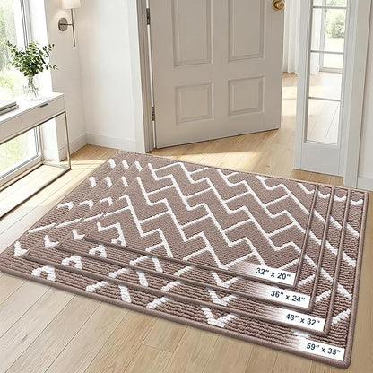 OLANLY Front Door Mat, Non-Slip Rubber Backing, Dirt Resistant and Absorbent, Washable, Easy to Clean Low-Profile Indoor Doormat for Back Door, Entryway, Inside Entrance, 36x24, Brown