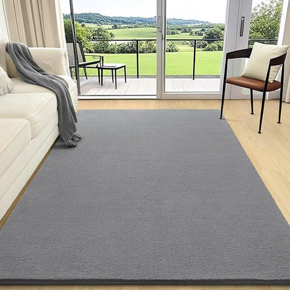 AROGAN Modern Shag Area Rug for Living Room, 5x7 Feet Washable Rugs for Bedroom, Indoor Floor Carpet, Plush Memory Foam Bedside Rug for Kids Girls Teens Low Pile Decor, Grey