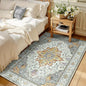 Area Rugs 3'x5' Washable Non-Slip, Floral Vintage Distress Print Pattern Medallion Carpet for Living Room Bedroom Dining Room, Light Yellow Carbon Grey Orange