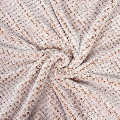 Exclusivo Mezcla Fleece Bed Blanket Queen Size, Super Soft and Warm Blankets for Couch, Sofa and Bed Waffle Textured, Cozy, Fuzzy and Lightweight (Heather Camel, 90x90 Inches)