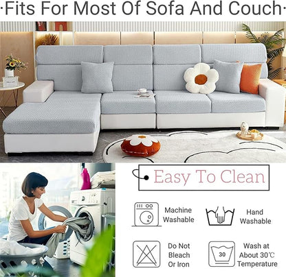 Soothing Home Sofa Covers, Sofa Hero Covers, Wear-Resistant Universal Couch Covers Washable Stretch Sectional Couch Cushion Covers (Light Grey,Chaise Cover)