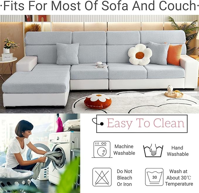 Soothing Home Sofa Covers, Sofa Hero Covers, Wear-Resistant Universal Couch Covers Washable Stretch Sectional Couch Cushion Covers (Pink,Chaise Cover)