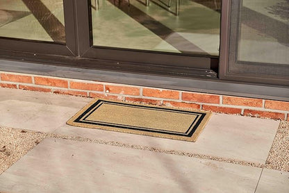 KANKUN Coco Coir Door Mat with Heavy Duty Backing, Welcome Doormat (17" x 30"), Doormat Entrance (Border)