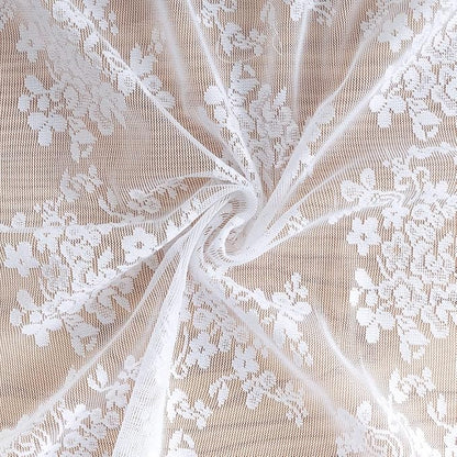 YJ YANJUN Vintage Lace Curtains 84 Inches Long 2 Panels-Victorian Floral Old World Style Cottage Shabby Chic White Sheer Curtains for Living Room Bedroom Rod Pocket Light Filtering 52 x 84 Inch