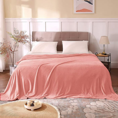 BEDELITE Fleece Blankets Queen Size Pink Throw Blankets for Bed, Luxury Plush Cozy Fuzzy Blanket 90x90 inches, Super Soft Warm Lightweight Throw Blanket All Seasons Suitable