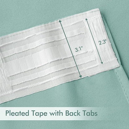 MIULEE Aqua Back Tab Blackout Curtains 84 Inch Length 2 Panels Set for Living Room Bedroom Privacy, Rod Pocket/Pinch Pleat Thermal Insulated Room Darkening Pleated Light Blocking Drapes
