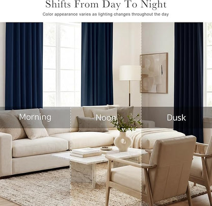 PONY DANCE Half Window Curtains - Room Darkending Privacy Curtains Short Drapes for barhroom Kids Nursery Bedroom, W 29 x L 24 Each, Navy Blue, 2 Panels