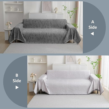 MYSKY HOME Couch Covers for Sofa, Dog Couch Cover Protector, Dark Grey Lines Sofa Covers for Sectional L Shape, Pets Couch Throw Cover Washable Durable Large Couch Cover for Dogs, Cats, 91"X134"