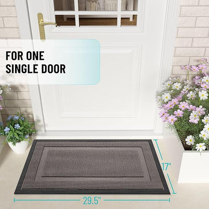 OLANLY Front Door Mat Indoor Outdoor Entrance, Waterproof All-Season, All-Weather Doormat, Sturdy Natural Rubber, Low Profile, Easy Clean Patio Porch Entryway Mat, 33x21, Taupe