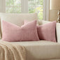 MIULEE Pink Decorative Lumbar Throw Pillow Covers 12x20 Inch for Couch Bed Sofa Valentines Day Pack of 2 Boho Farmhouse Throw Pillows Soft Cross Corduroy Patchwork Textured Cushion Cases