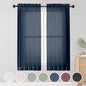 OWENIE Blue Sheer Curtains, Sheer Curtains 63 inch Length 2 Panels Set, Rod Pocket Voile Fimly Sheer Drapes for Living Room/Bedroom, 2pcs, Each 42" W x 63" L, Navy Blue
