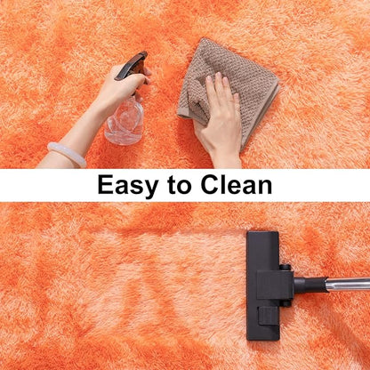 Soft Runner Rugs for Bedroom Hallways, 2x6 Tie-Dyed Orange Fluffy Shag Throw Area Rug Non Slip for Bedside Dorm, Long Shaggy Furry Carpet for Nursery Living Room
