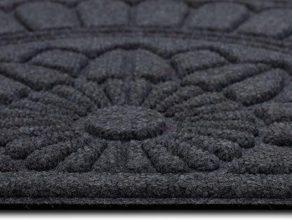 Mohawk Home Entryway Door Mat 2' X 3' All Weather Outdoor Non Slip Recycled Rubber Doormat, Rope Impressions Graphite
