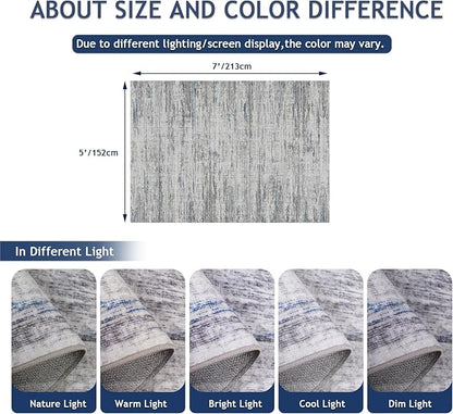 5x7 Area Rugs - Ultra-Thin Washble Rugs,Non-Slip Low Pile Abstract Print Rugs for Living Room,Home Office Decor,Stain Resistant Machine Washable Area Rug