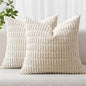 MIULEE Pack of 2 Corduroy Decorative Euro Sham Throw Pillow Covers 26x26 Inch Soft Boho Striped Pillow Covers Modern Farmhouse Home Decor for Sofa Living Room Couch Bed Cream White