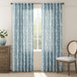jinchan Linen Floral Curtains for Living Room, 84 Inch Length Curtains with Printed Flower Light Filtering Curtain, Rod Pocket Back Tab Blue Window Treatment Set Bedroom Curtain, 2 Panels Blue