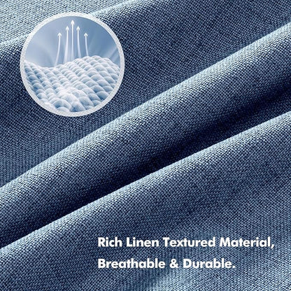 MIULEE 100% Blackout Linen Curtains for Bedroom, Blue Solid Luxury Decor Thermal Insulation Room Darkening Drapes for Living Room Nursery Back Tab Rod Pocket 42 x 84 Inches, 2 Panels