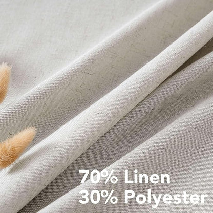 H.VERSAILTEX Living Room Linen Curtains - Semi Sheer, Nickel Grommet, Energy Saving, Light Filtering Panels for Bedroom, Pale Oak, 2 Panels, 52 x 72 Inch