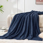 BEDELITE Fleece Throw Blanket for Couch – 3D Ribbed Jacquard Soft and Warm Decorative Fuzzy Blanket – Cozy, Fluffy, Plush Lightweight Navy Blue Throw Blankets for Bed, Sofa, 50x60 inches
