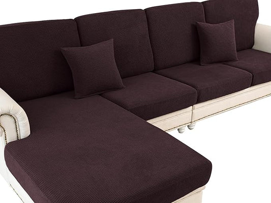 Couch Cushion Cover Loveseat Cover or 2 Seat Sofa Cover Washable Stretch Sectional Sofa Slipcover(1 Piece for Loveseat or Sofa 2-Seater, Brown)