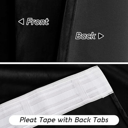 RYB HOME Black Velvet Curtains 102 inches with Hook Belt, Soft Fabric Room Darkening Thermal Insulated Luxurious Home Decor Curtains for Living Room Bedroom, W 52" x L 102", 2 Panels Set