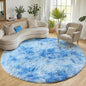 ONASAR Round Rugs 6ft for Living Room Bedroom, Tie-Dye Blue Fluffy Circle Area Rug for Kids Girls Boys Teen, Soft Plush Shaggy Carpet for Nursery Dorm Classroom Playroom Home Decor Aesthetic