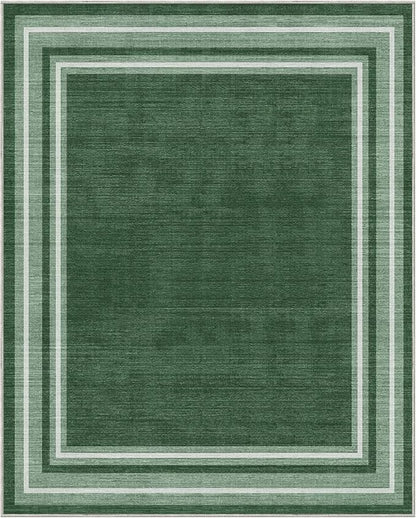 OPPODREAM Border Soft Area Rugs 8x10, Washable Green Rug with Non Slip Backing, 8 x 10 Faux Cashmere Low-Pile 8x10 Carpet