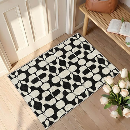 Latte&Fog 2x3 Entryway Rug, Small Modern Abstract Door Mat Samll Rug, Washable Kitchen Rug, Boho Non Slip Low Pile Carpet for Indoor Kitchen, Entry, Front Door and Bathroom - Beige