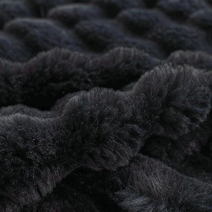 COOVA Faux Fur Throw Blanket for Couch, Cozy Soft and Fuzzy Plush Rabbit Fur Bubble Blanket for Sofa Bedroom Living Room, 60x80 Inches Black
