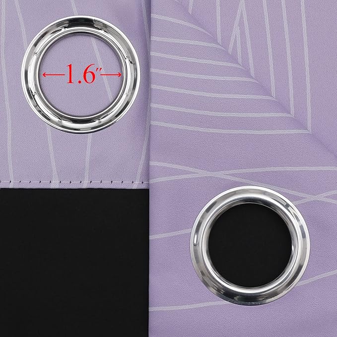 Estelar Textiler Lilac and Greyish White Ombre Blackout Curtains 45 Inch Length 2 Panels, Full Room Darkening Gradient Drapes for Kitchen, Thermal Insulated Grommet Short Curtains for Bathroom,42Wx45L