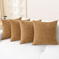 CaliTime Throw Pillow Covers Decorative 18 X 18 Inches Pack of 4 Cozy Chenille Cushion Cases for Couch Sofa Bed Living Room Home Apricot Brown