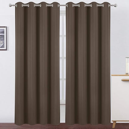 LEMOMO Chocolate Brown Thermal Blackout Curtains/52 x 108 Inch/Set of 2 Panels Room Darkening Curtains for Bedroom