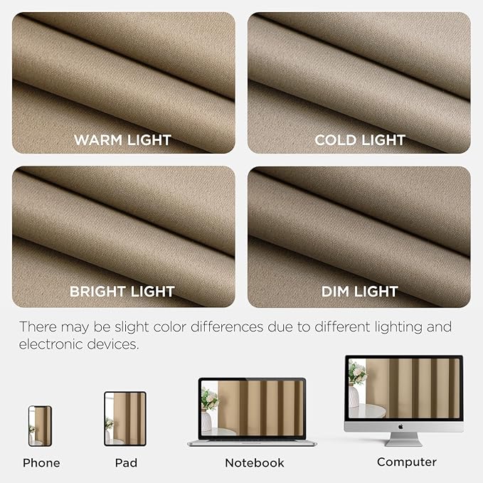 Joydeco Blackout Door Curtain for Doorway Privacy 90 Inches Long, Grommet Closet Curtain for Open Closet, Room Divider for Bedroom Living Room (Light Beige, 52Wx90L, 1 Panel)