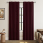 Guken Burgundy 100% Blackout Linen Curtains 84 Inch Length 2 Panels Set for Living Room Bedroom Back Tab Thermal Insulated Black Out Drapes Room Darkening Farmhouse Style for Bedroom Window Curtains