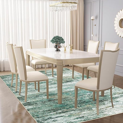 XLUEZ 6x9 Area Rugs for Living Room, Washable Modern Abstract Large Area Rug Neutral Soft Non Slip Kids Rug Stain Resistant Indoor Carpet for Bedroom Nursery Dining Room Playroom(Green, 6'x9')