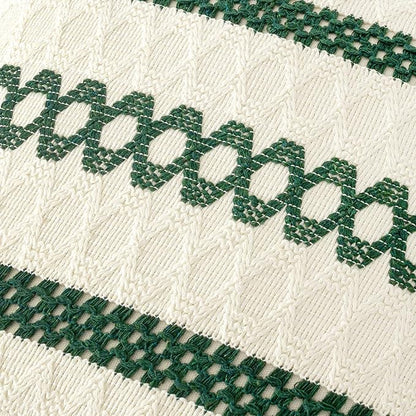 MIULEE Set of 2 Dark Green Boho Christmas Decorative Lumbar Pillow Covers 12x20 Inch Farmhouse Rustic Couch Throw Pillows Modern Cotton Cushion Cover Retro Macrame Woven Home Decor for Bed Sofa Chair
