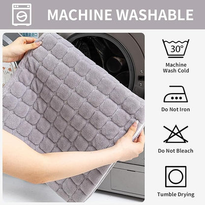 Velvet Throw Pillow Covers(Pack of Two, Light Grey) 22×22 Inch Decorative Pillows Cover Neutral Soft Chenille Couch Pillows with Zipper Aesthetic for Living Room and Bedroom