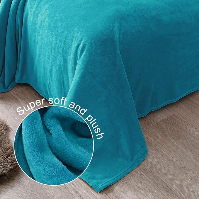 Exclusivo Mezcla Fleece Blanket King Size for Bed, Super Soft and Warm, All Season, Cozy, Plush, Lightweight, 90x104 Inches, Teal
