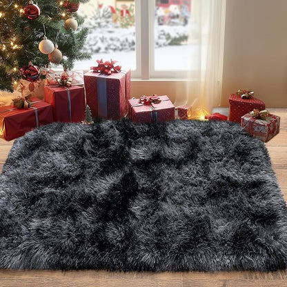 Pionblank Fluffy Small Rug for Bedroom 2x3 Feet, Shag Soft Area Rug, Modern Plush Carpet, Furry Cute Bedside Rug for Kids Girls Boys Room Nursery Decor, Dark Grey