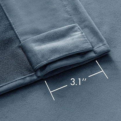 MIULEE Velvet Curtains 96 inches - Luxury Blackout Curtains for Bedroom Living Room Thermal Insulated Super Soft Window Drapes Rod Pocket & Back Tab, Stone Blue, W52 x L96 inches, 2 Panels