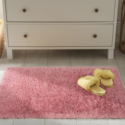 Chicrug Soft Runner Rug for Bedroom Living Room Plush Fluffy Rug 2x4 Feet, Shag Furry Runner Carpet Non Shedding for Nursery Children Kids Girls Room Home Decorative, Blush